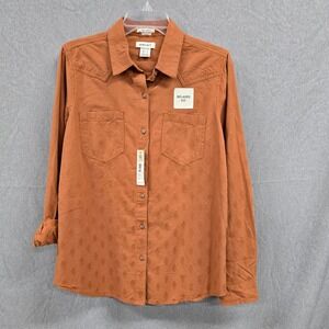 Ariat Billie Jean Long Sleeve Shirt Glazed Ginger Dobby Western Relaxed Fit M‎